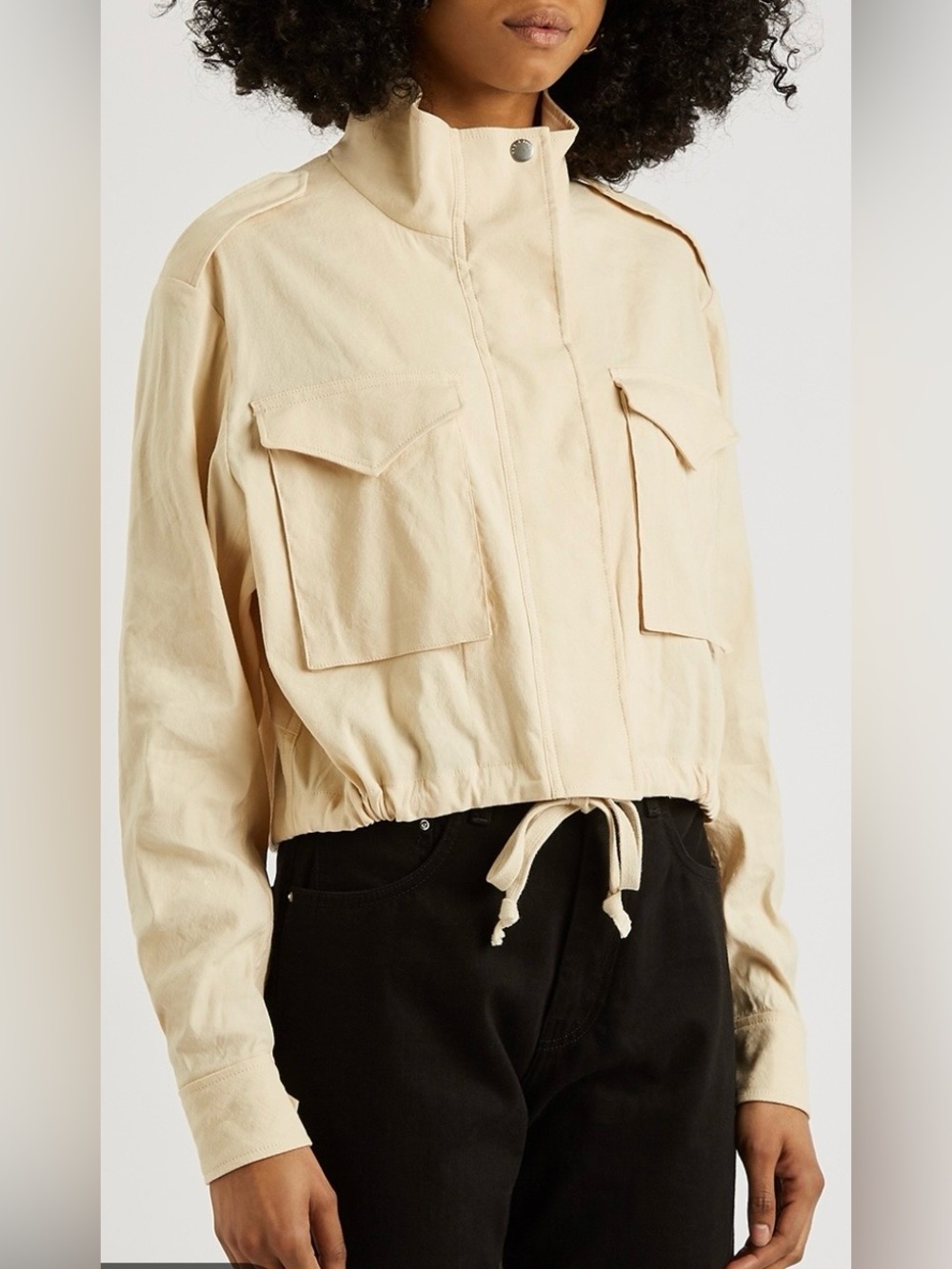 Rag & Bone M65 Cream Cropped Linen Blend Field Jacket M